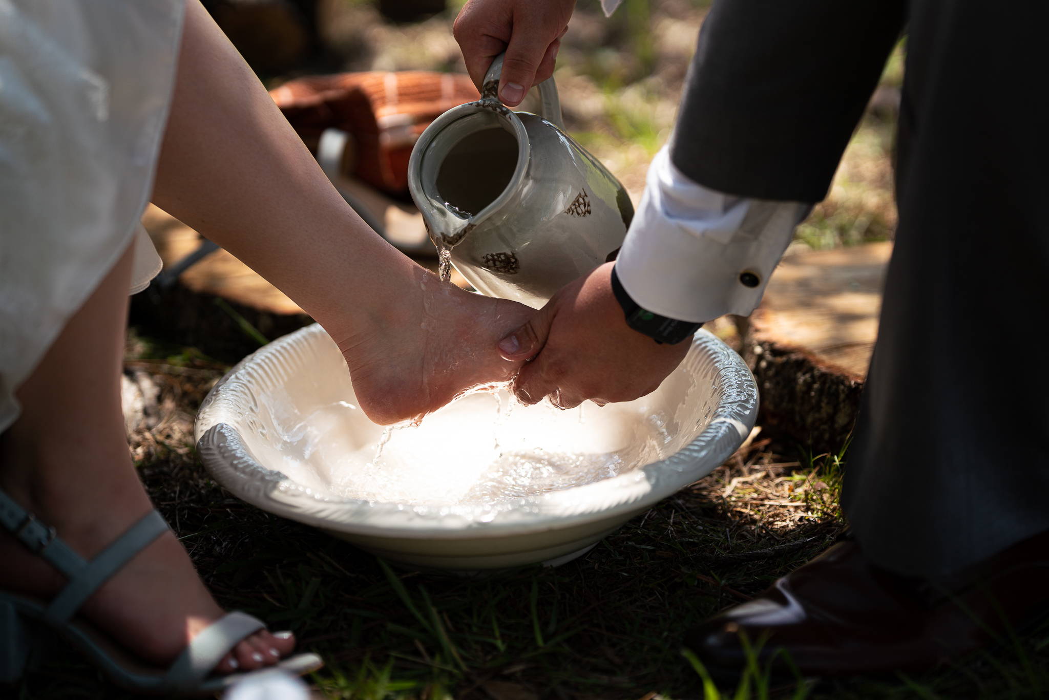 Christian Foot washing ritual at wedding in Louisiana