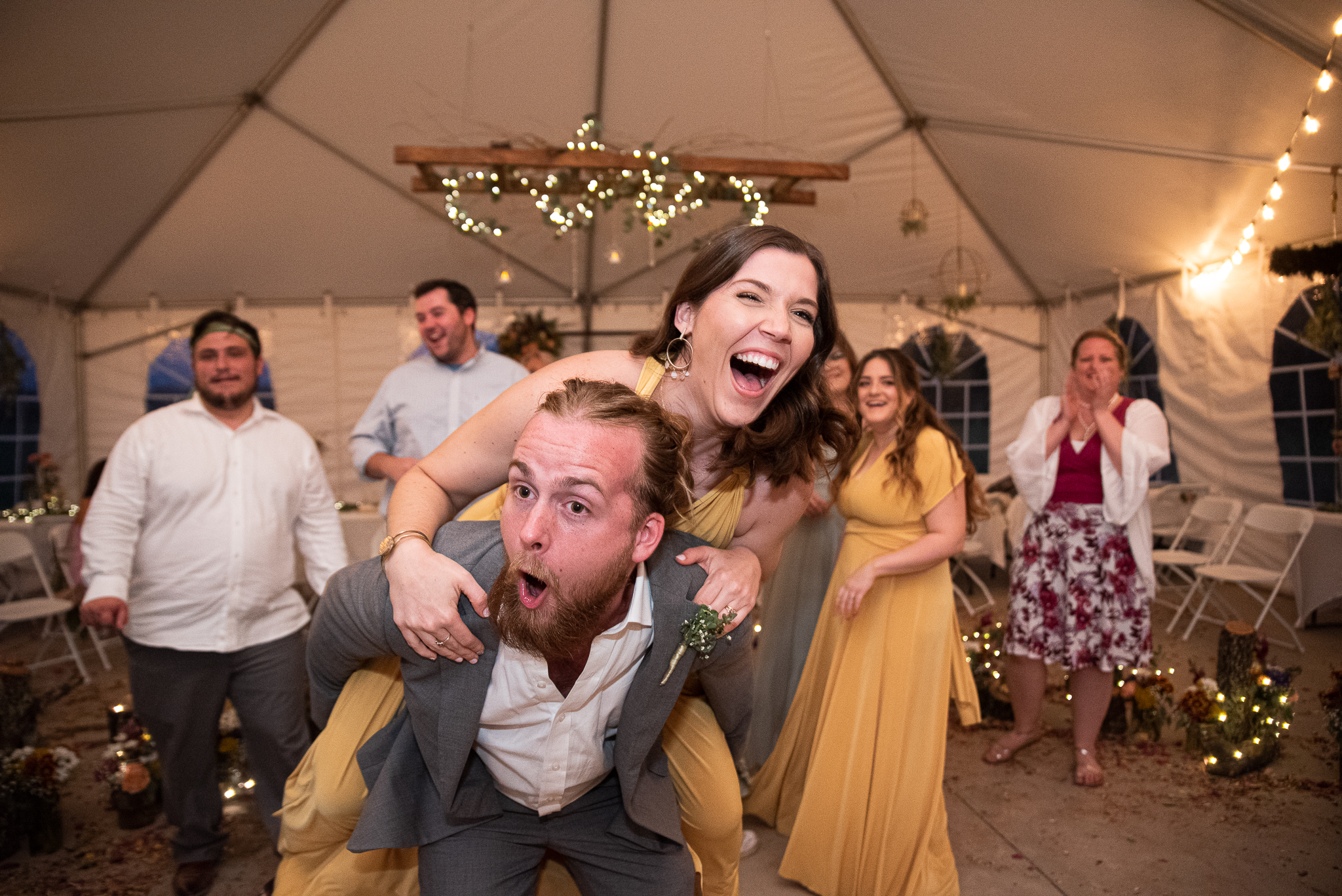 Wedding guests having fun at wedding in Slidell, LA